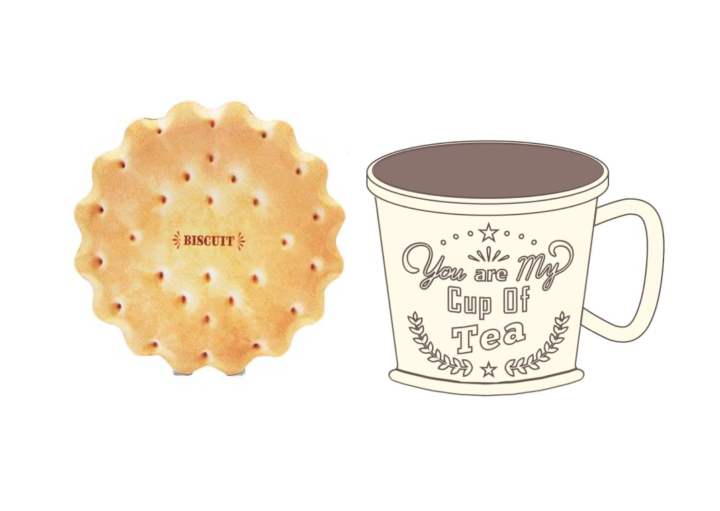 Kremowo - beżowy Kubek z podkładką Coffee Bar 300ml
