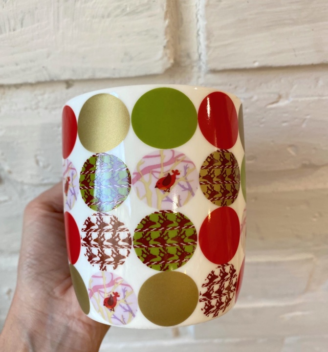 Czerwony kubek świateczny porcelana