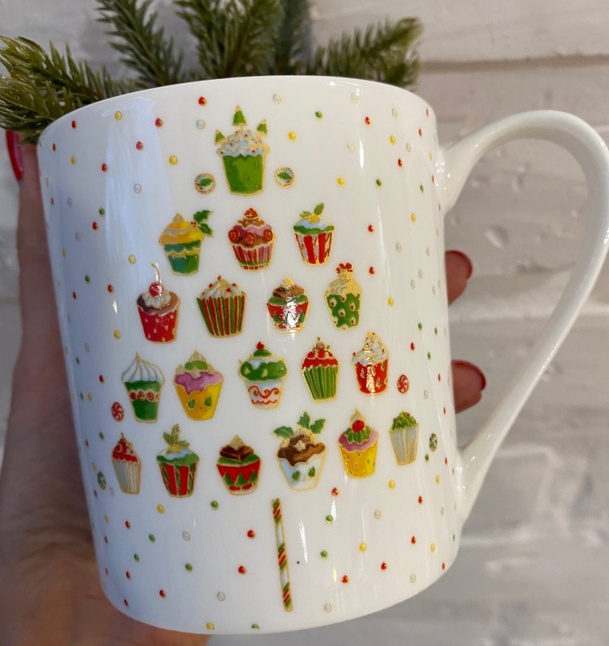 Świateczny kubek z porcelany choinka gwiazdka