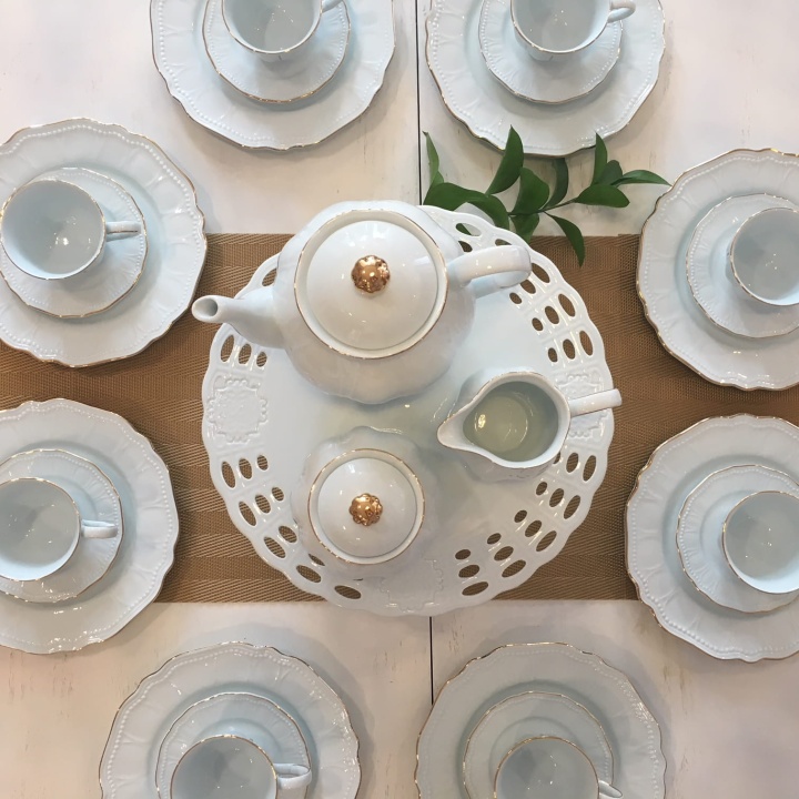 Błekitna porcelana serwis kawowy