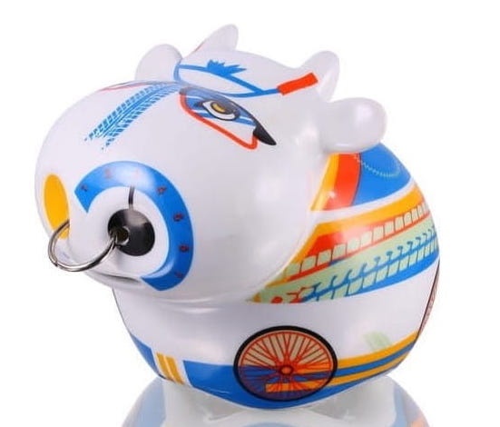 Duża skarbonka z porcelany rower