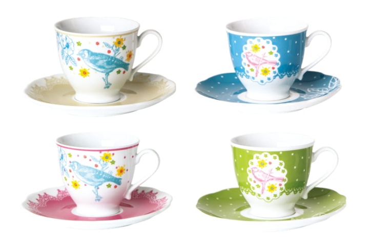 Komplet 4 filiżanek porcelanowych