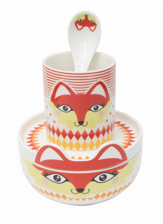 piękny zestaw porcelanowy dla dzieci z liskiem