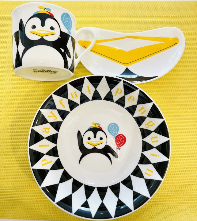 zestaw pop pingwin porcelana dla dzieci