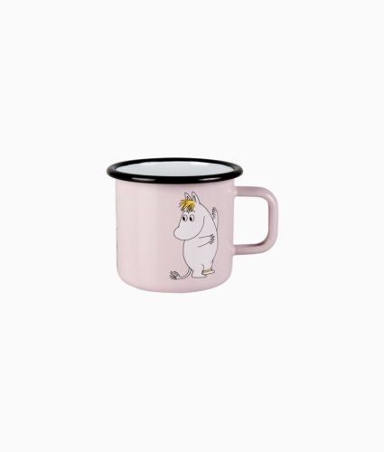 Kubek emaliowany Muminki Panna Migotka, prezent dla dziecka, dla dziewczynki, pudrowy różowy kubek, stylowy design, modna aranżacja