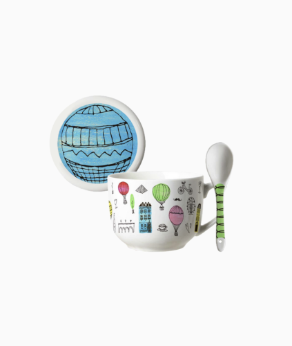 Duży Kubek retro balony porcelana