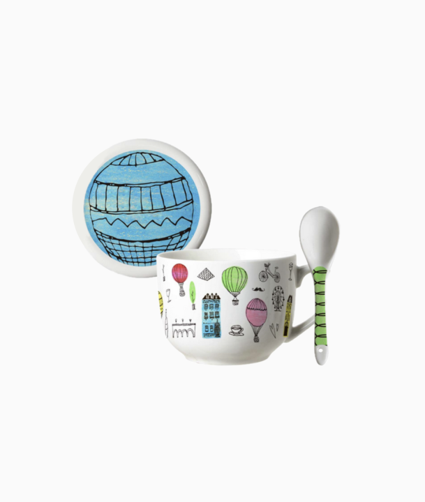 Duży Kubek retro balony porcelana