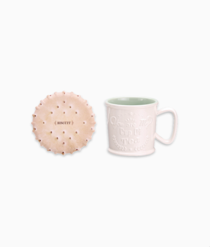Kremowo - zielony Kubek z podkładką Coffee Bar 300ml