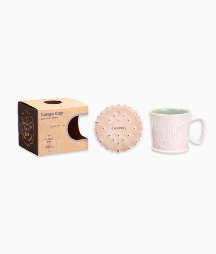 Kremowo - zielony Kubek z podkładką Coffee Bar 300ml