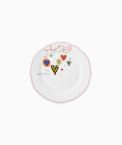 Talerzyk deserowy porcelanowy w serca różowy