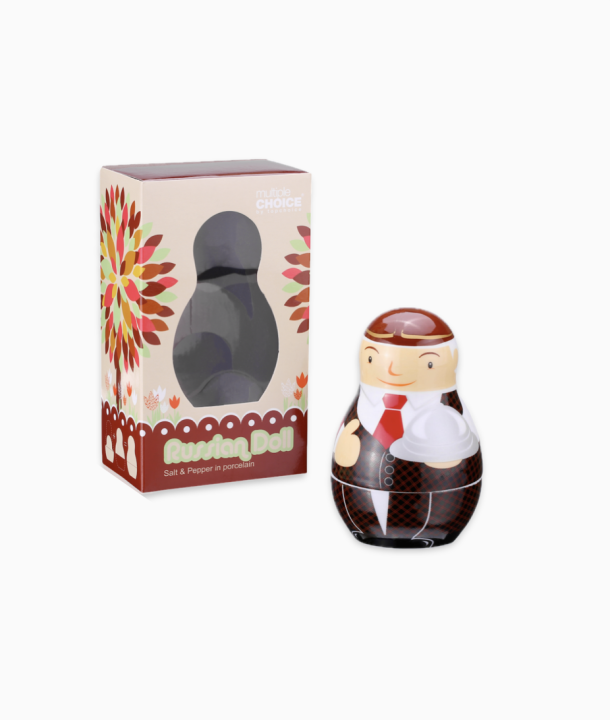 Solniczka i pieprzniczka, z porcelany, babooshka, babuszka, rozkładana, z pudełkiem, komplet do przypraw
