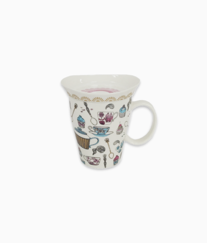 Kubek retro z porcelany rysunki