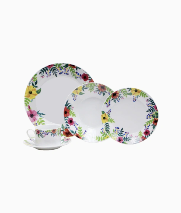 Zastawa, Serwis obiadowy 12os. Kwiaty z porcelany