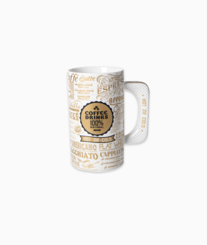 Kubek porcelanowy XXL - Coffee Drinks złoty