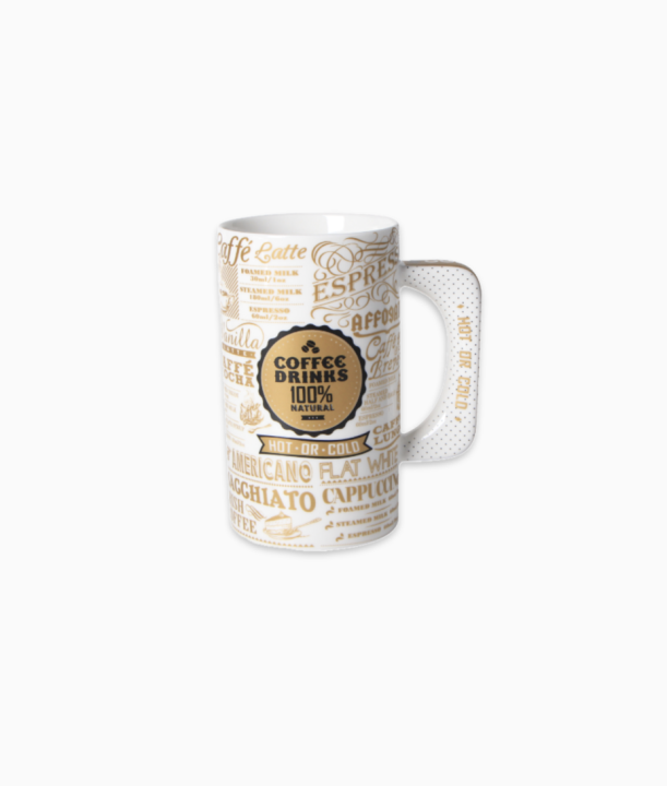 Kubek porcelanowy XXL - Coffee Drinks złoty