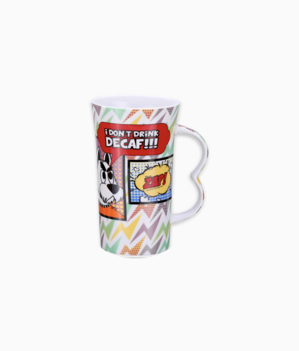 Kubek wysoki, komiks, decaf, śmieszny piesek, utwardzona porcelana, prezent, ozdobne pudełko