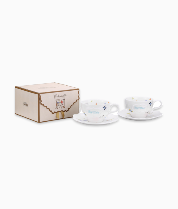 Porcelana, zestaw filiżanek, komplet, delikatne wzorki, spodek, prezent