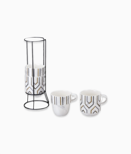 Kubki z porcelany wzór marmur