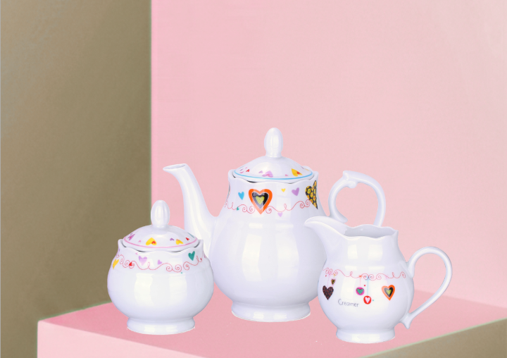 Czajniczek porcelana, komplet