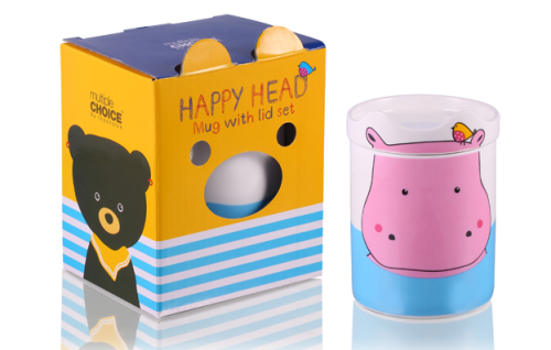 Kubek porcelanowy z przykrywką Hipo Hipopotam